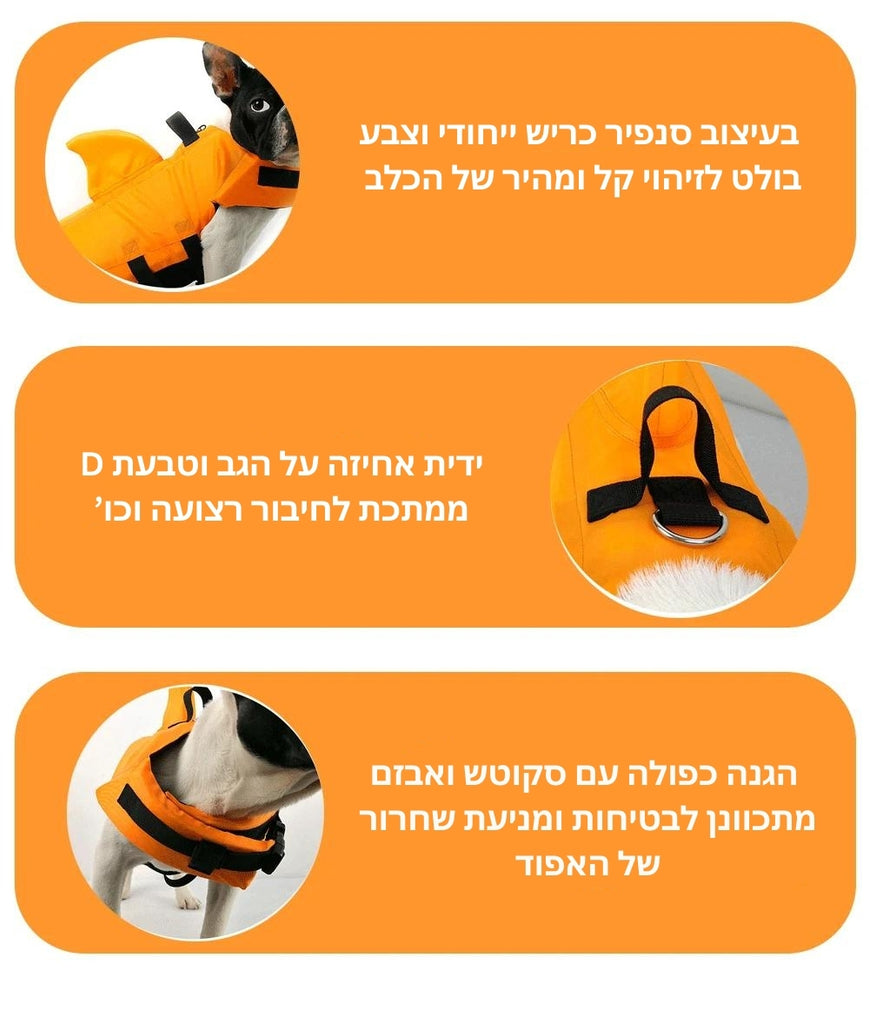 מצוף כלבים בעיצוב כריש